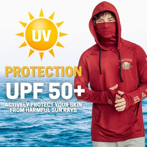 חולצת דייג לגברים שרוול ארוך עם מכסה המנוע וגאייטר UPF 50+ הגנה מפני השמש SPF טיולים רגליים ריצה PFG DRI בכושר