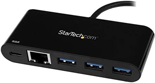 Startech.com 3 Port USB-C רכזת עם Gigabit Ethernet & 60W מסירת חשמל טעינה מחשב נייד-USB-C עד 3X USB-A-USB