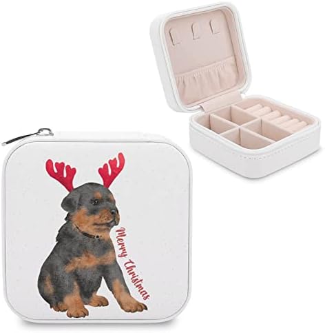 כלב חג המולד עם קופסת תכשיטים של Airedale Terrier כלב מחמד מצחיק PU PU קטן מארגן נופש מארגן חג תצוגה קופסא אחסון