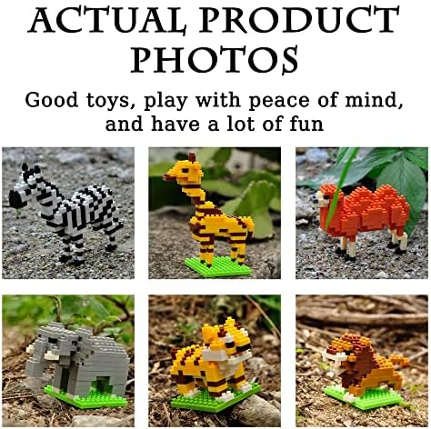 שיפור 12 חבילות מיני חיות יער אבן בניין אבן צעצועים טובות למסיבות לילדים, ערכות לבנים חינוכיות של
