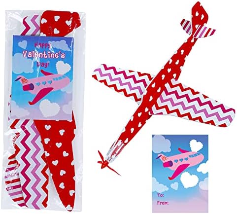 ווינלין 32 סטים מטוסי הדאון של יום האהבה מעופפים צעצוע של מטוס צעצוע ולנטיין גודי שקיות מפלגות
