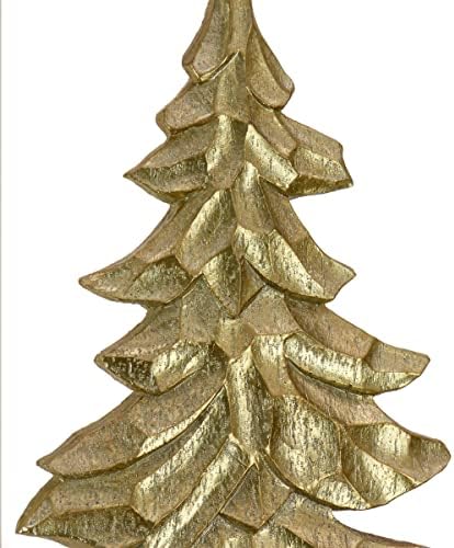קולקציית בית HGTV קישוט עץ חג המולד, זהב, עיצוב מעץ מגולף, אוסף חורף, 32 אינץ '