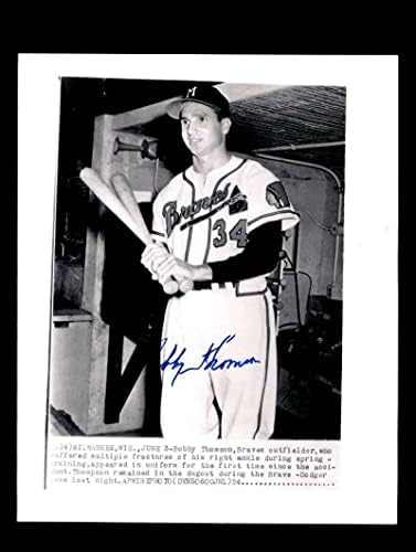 Bobby Thomson PSA DNA חתום 8x10 מקורי משנת 1954 Photo Photo Braves Autograpth - תמונות MLB עם חתימה