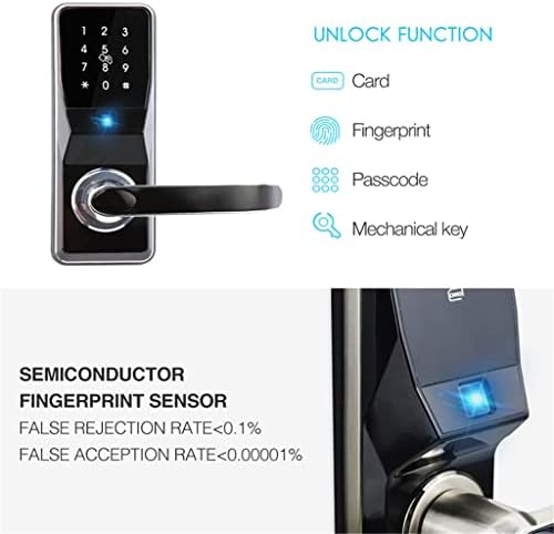 ZYZMH טביעת אצבע טביעת האצבע נעילה מנעול דלת חכמה לבטל נעילה על ידי טביעת אצבע, קוד, כרטיס ומפתח מכני עם 2 כרטיסים