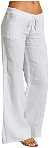 מכנסי ג'וג'ר לנשים Xiloccer מכנסיים במותניים גבוהות מכנסי פשתן כותנה מכנסיים מכנסיים מזדמנים ישר מכנסי עבודה