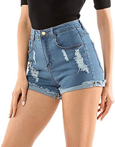 מכנסיים קצרים של ניואקי קיץ ג'ין לנשים לשטוף מכנסיים קצרים אופנה אופנה אמצעית אמצע עלייה ג'ינס מכנסי מכנסי