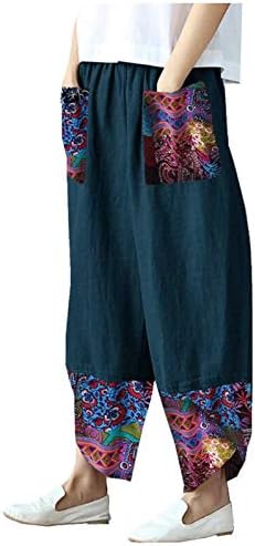 מכנסיים רחבים של שנגקסיני לנשים כותנה מזדמנים מדפיסים טלאים טלאים