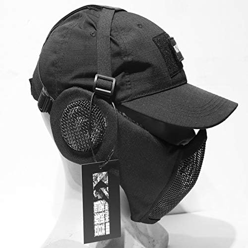 אין מסכת רשת מתקפלת טקטית עם הגנה על אוזניים עבור פיינטבול איירסופט עם כובע בייסבול מתכוונן