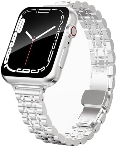 Aicumuza Slim Metal Watchs Funds תואמים ל- Apple Watch 41 ממ 40 ממ 38 ממ 45 ממ 42 ממ 44 ממ 49 ממ,