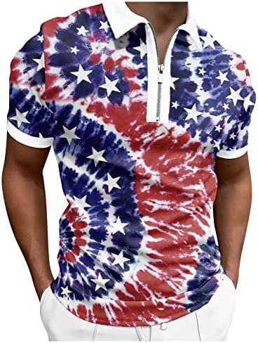חולצות פולו דגל ארהב לגברים 4 ביולי חולצות T פטריוטיות הקיץ הדפסי תלת מימד מזדמנים שרוולים קצרים פולו
