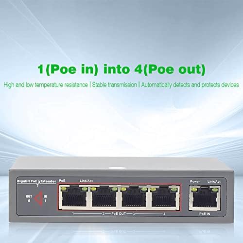 Ultrapoe Gigabit 4 Port Poe Extender, 48V 60W מתג מעבר POE ， עומד ל- IEEE 802.3AF/AT/BT ， Ethernet Extender Repeeater