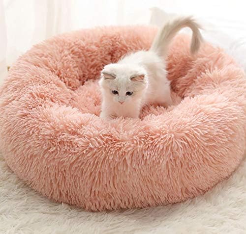 חרדה יוקרה כלבים ופלאים מיטת חתול קטיפה קטיפה סופגנייה מיטת חיית מחמד עגולה