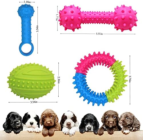 4 חבילה כלב ללעוס צעצועי גור, חמוד כלב צעצועי גורים בקיעת שיניים צעצועי לניקוי שיניים חיצוני אינטראקטיבי