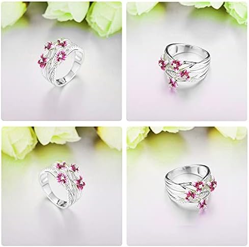 סגול פרח קריסטל אמייל טבעת הצהרת קוקטייל טבעת חתונה אירוסין מסיבת יום נישואים טבעות פשוט אופנה יצירתי