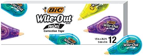 BIC Wite-Out מותג מיני קלטת תיקון, 16.4 רגל & BIC עגול סטיק Xtra Life Blue Ballpoint עטים,