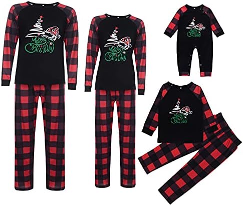 משפחת חג המולד תואמת פיג'מה סט עץ חג המולד עץ חולצה מודפסים מכנסיים PJS בגדי שינה לנשים משפחתיות