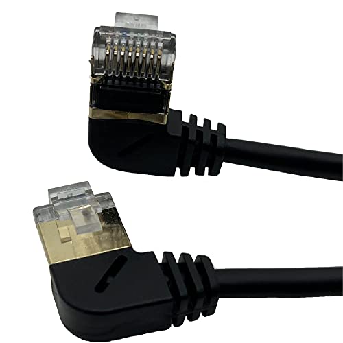 Traovien Cat8 כבל Ethernet, מחבר תקע מצופה זהב 90 מעלות 10 Gigabit Cat8 All-Copper רשת משחק כפול משחקים