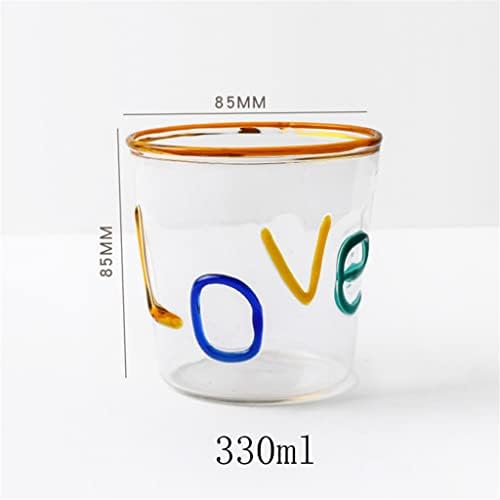 FZZDP מכתב אהבה כוס חלב אהבה צבוע ביד 3D צבע קפה כוס קאוואי כוס ארוחת בוקר כוס קוקטייל עמידה בכוס כוס