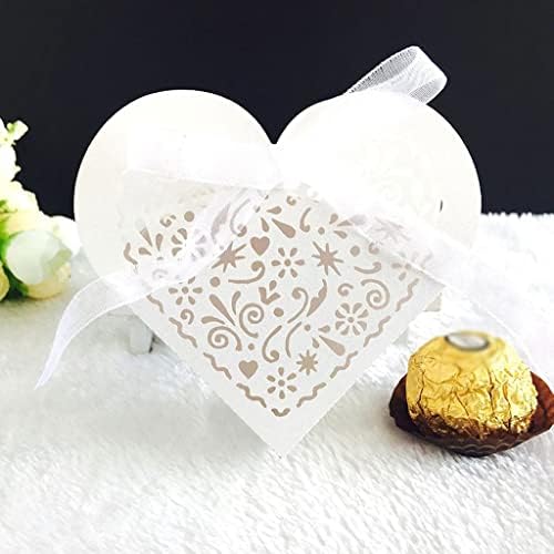 Zyzmh 100 pcs אוהב לב חלול קופסאות ממתקים עגלה שקיות מתנה לטובת סרט עם חתונה לחתונה ציוד מסיבות