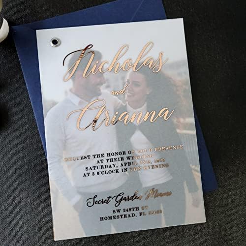 Xoxokristen אלגנטי הזמנות לחתונה אלגנטיות עם נייר כסף ותמונה, הזמנה מזויפת בהתאמה אישית בזהב,