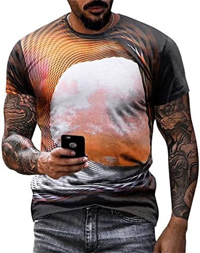 חולצות טריקו להדפס דיגיטלי של Ubst Mens 3D, קיץ שרוול קצר אופנה חולצת טש חולצת טשס רזה מתאימה לחידוש