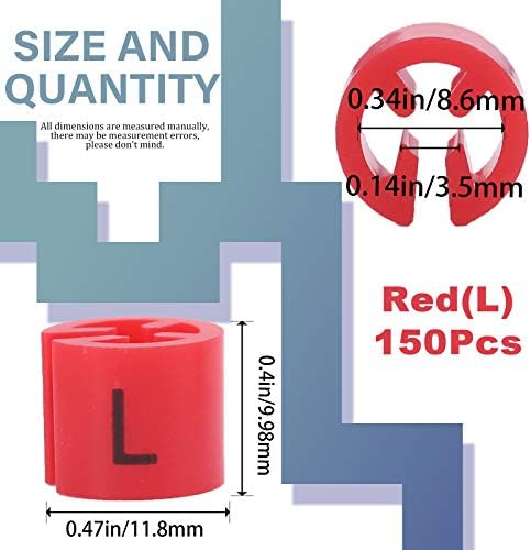 KEADIC 150 יחידות אדום L קולב סמני סמני ערכת מגוון, תגי סמן של קולב קידוד צבעים לתליוני תיל