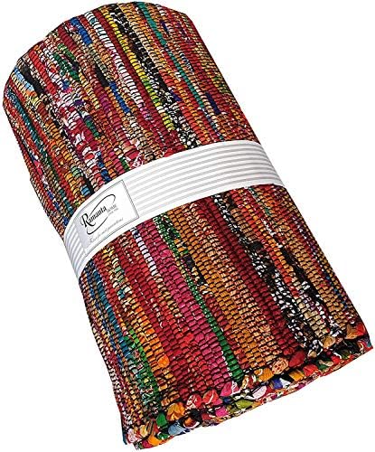שטיחים ארוגים כותנה מולטי -צ'ינדי - מלבן 8x10 רגל מלבן יד קלוע שטיח צבעוני בוהמי - שטיחי צ'ינדי מקומים