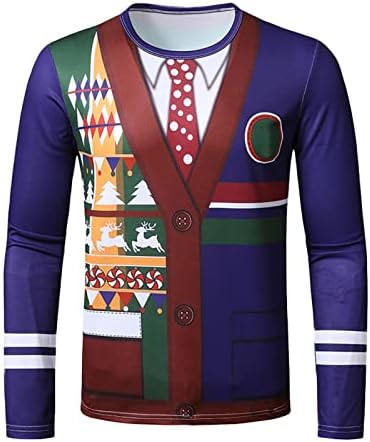 Mekouiye סוודר חג מולד מכוער לסנטה צוואר צוואר שרוול ארוך חולצות חג המולד חג המולד עץ סנטה
