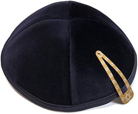 כחול כהה קטיפה 20 ס מ כיפה כיפה יהודית ישראל כובע יודאיקה עם קליפ גברים