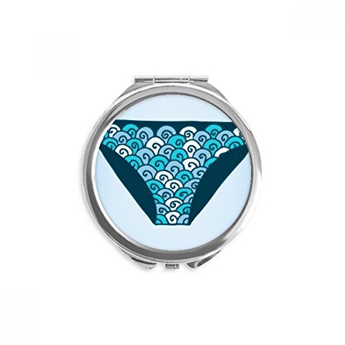 כחול בגד ים גזעי איור דפוס יד קומפקטי מראה עגול נייד כיס זכוכית