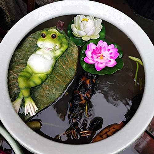 ליושי מלאכותי צפרדע מים צף פרחים בריכת טנק בעלי החיים קישוט שרף דגי אקווריום קישוט,+16 אום 14 אום 9 סמ