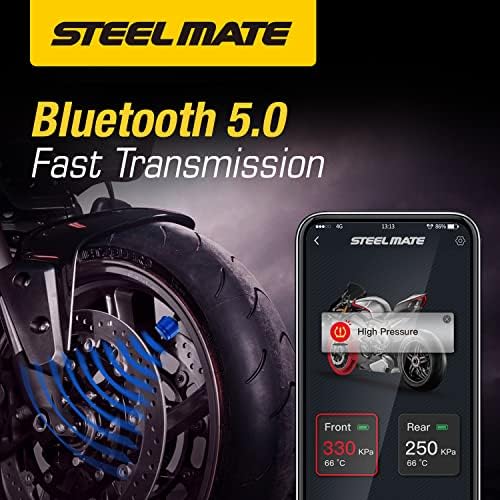 פלדה Mate 2PCS Bluetooth 5.0 מערכת ניטור לחץ צמיגים, לחץ על לחץ צמיגים וצג TPM