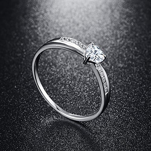 אבקון 925 סטרלינג כסף לב הבטחת טבעת עבור שלה סוליטייר אירוסין חתונה נצח יום נישואים טבעת לנשים