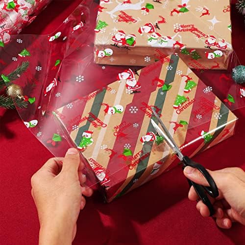 Kisangel Cellophane Wrap Roll 2.5 עטיפת חג המולד אריזה נייר אריזה ברור גליל עטיפה עבה לסלים מתנות מטפלים