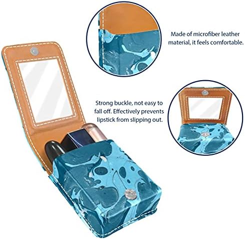 כחול השיש גלוס מחזיק שפתון מקרה נייד איפור תיק נסיעות שפתון ארגונית מקרה עם מראה מיני שפתון