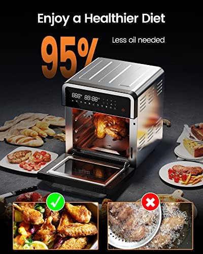 11 תוכנית חכמה של Air Fryer Toaster Oven, 16 Qt משולבת הסעה דיגיטלית גדולה עם Rotisserie, Dehydrator, 5 אביזרים