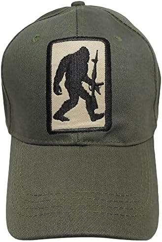 גדול רגל שדוב יטי עם רובה זית אפרורי ירוק רקום כובע כובע
