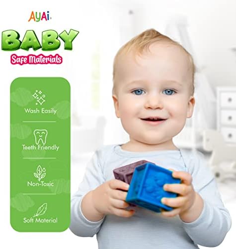 Ayai Montessori צעצועים לתינוקות לתינוקות 6+ חודשים - ערמת צעצועים לתינוקות - בלוקים רכים לפעוטות - צעצועים לתינוקות