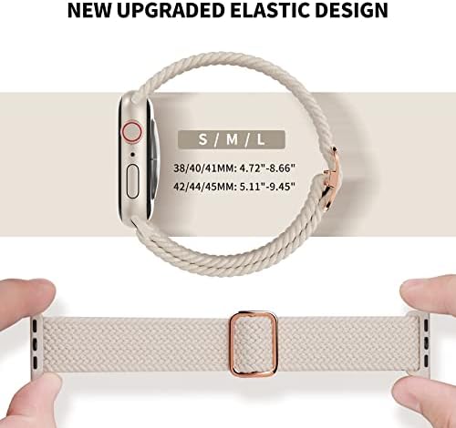 Mosinband 2pack נמתח סולו קלוע לולאה להקות תואמות ל- Apple Watch 41 ממ 38 ממ 40 ממ 45 ממ 42 ממ 44 ממ, ניילון
