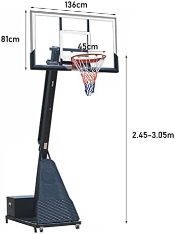 חישוק כדורסל פלדה עם גלגלים, מערכת כדורסל מתכווננת בגובה 8-10 רגל ומטרה, חישוק כדורסל פלדה עמיד בפני מזג