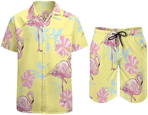 תבנית פלמינגו תלבושות חוף של 2 חלקים כפתור הוואי