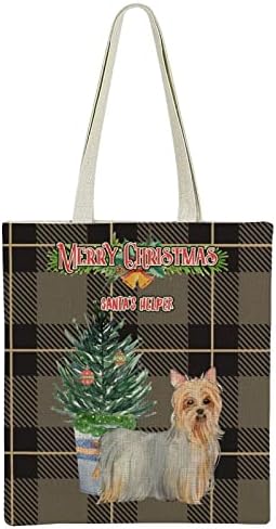 בעלי חיות מחמד חג המולד חג כלב מאהב מתנת קופסות סנטה של עוזר אורן עץ עם פעמוני תיק לאישה מצחיק אסתטי תיק לשימוש