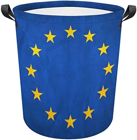 רטרו אירופאי איחוד דגל סל כביסה סל כביסה תיק סל אחסון תיק מתקפל גבוה עם ידיות