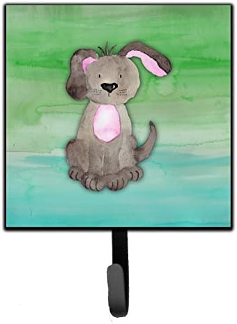 אוצרות קרוליין BB7357SH4 צהבה כלבים ורצועה צבעונית ירוקה בצבעי מים או מחזיק מפתח, ווים קיר, מחזיק ווים