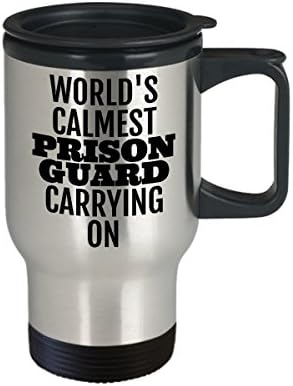 מתנה למגן כלא - דברים אביזרי ספל קפה - הרעיונות הטובים ביותר מגניבים מצחיקים - ספל נסיעות שחור כסף
