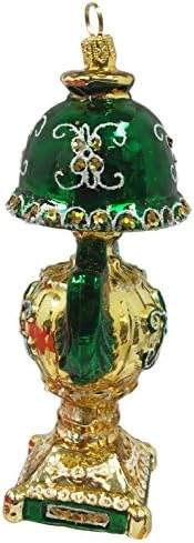ירוק וזהב בציר מנורת פולני זכוכית עץ חג המולד קישוט קישוט