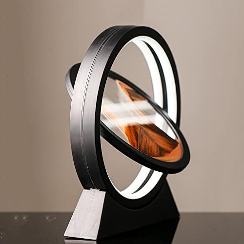 מנורת שולחן אמנות חול נעה-שעון חול נטענת 3 מלאכת חול טובעני לחץ נוף זורם חול דקור לילה אור-סגול ב-9.5