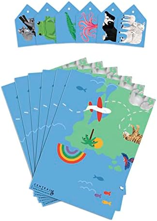 מרכזי 23 מפת עולם גלישת נייר - ילדים גלישת נייר-6 גיליונות כחול מתנה לעטוף-בעלי חיים-יום הולדת גלישת נייר