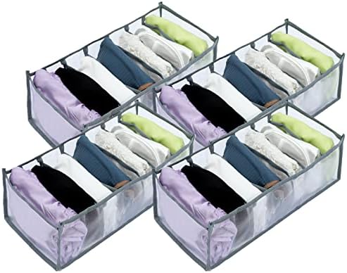 ברוקטון חותלות ארגונית מגירה אפור סט של 4, מ ' גודל 7 רשתות, ארון בגדים ארגונית עבור גרבי גרבי צעיפים