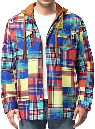 מעילי חורף גדולים וגבוהים של UBST לגברים, ז'קט חולצת פלנל מרופדת של שרפה עם חולצות משובצות וינטג